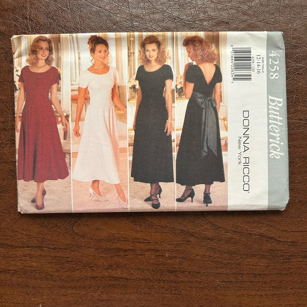 Vintage Butterick Donna Ricco 4258 Sewing Pattern, Uncut Size 12-16, 1995